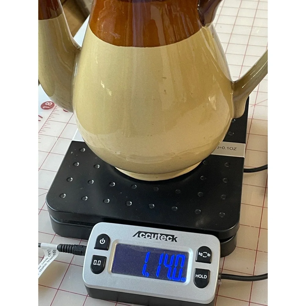 Vintage Two Tone Brown Tan Ceramic‎ Teapot Coffee Server Stoneware with Lid 9in